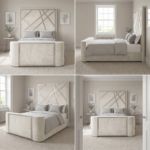 Brand New Elegant TV Bed – Plush Velvet with Geometric Chrome Headboard | Modern Designer Bedroom Furniture - Image 2