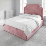 Elegant Kids Bed Frame – Classic Shaped Headboard Single Bed with Upholstered Base