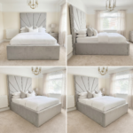 Special Designer Beds – UK Handcrafted Velvet Geometric Sunburst Line Beds Frame - Image 2
