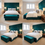 Brand New Wallmounted Beds – Luxury Beds Emerald Green Velvet Fully Wallmounted Frame with Tall Headboard & Ottoman Bench - Image 2