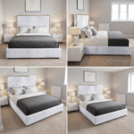 Brand New Elegant Luxury Beds – Special Designer Beds Velvet with Gold Geometric Frame - Image 2