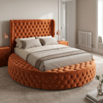 Brand New Elegant Luxury Beds – Special Designer Beds Round Velvet Chesterfield Frame