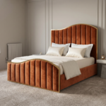 Brand New Elegant Luxury Beds – Special Designer Beds Velvet Curved Frame - UK Handcrafted