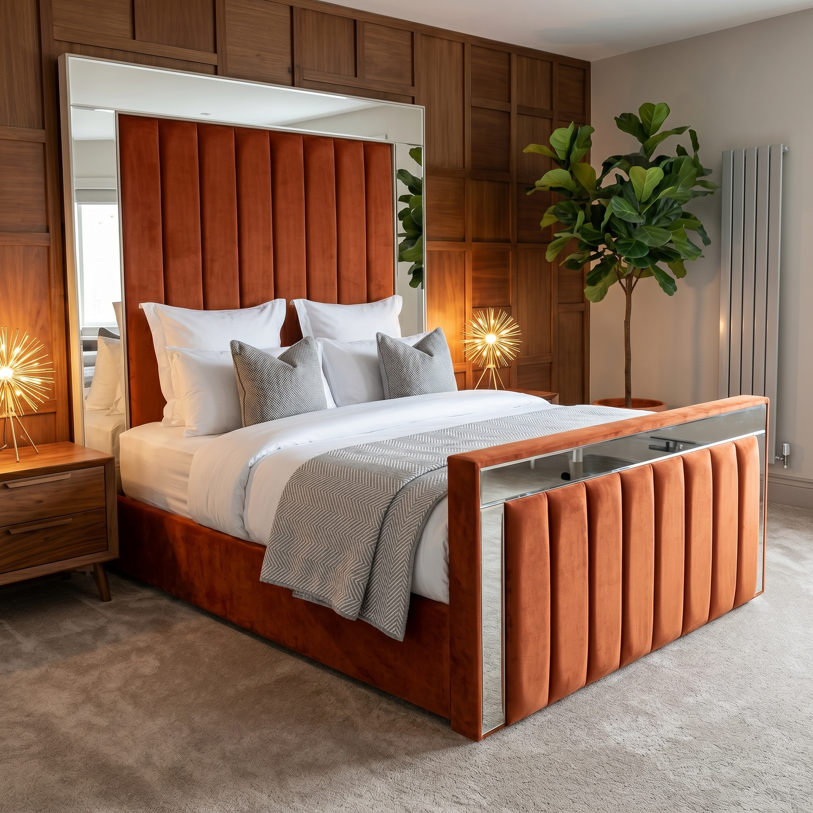 freepik__use-the-provided-bed-image-as-the-exact-base-refer__73472 Brand New Elegant Luxury Beds – Special Designer Beds Velvet Mirrored Frame - Image 1