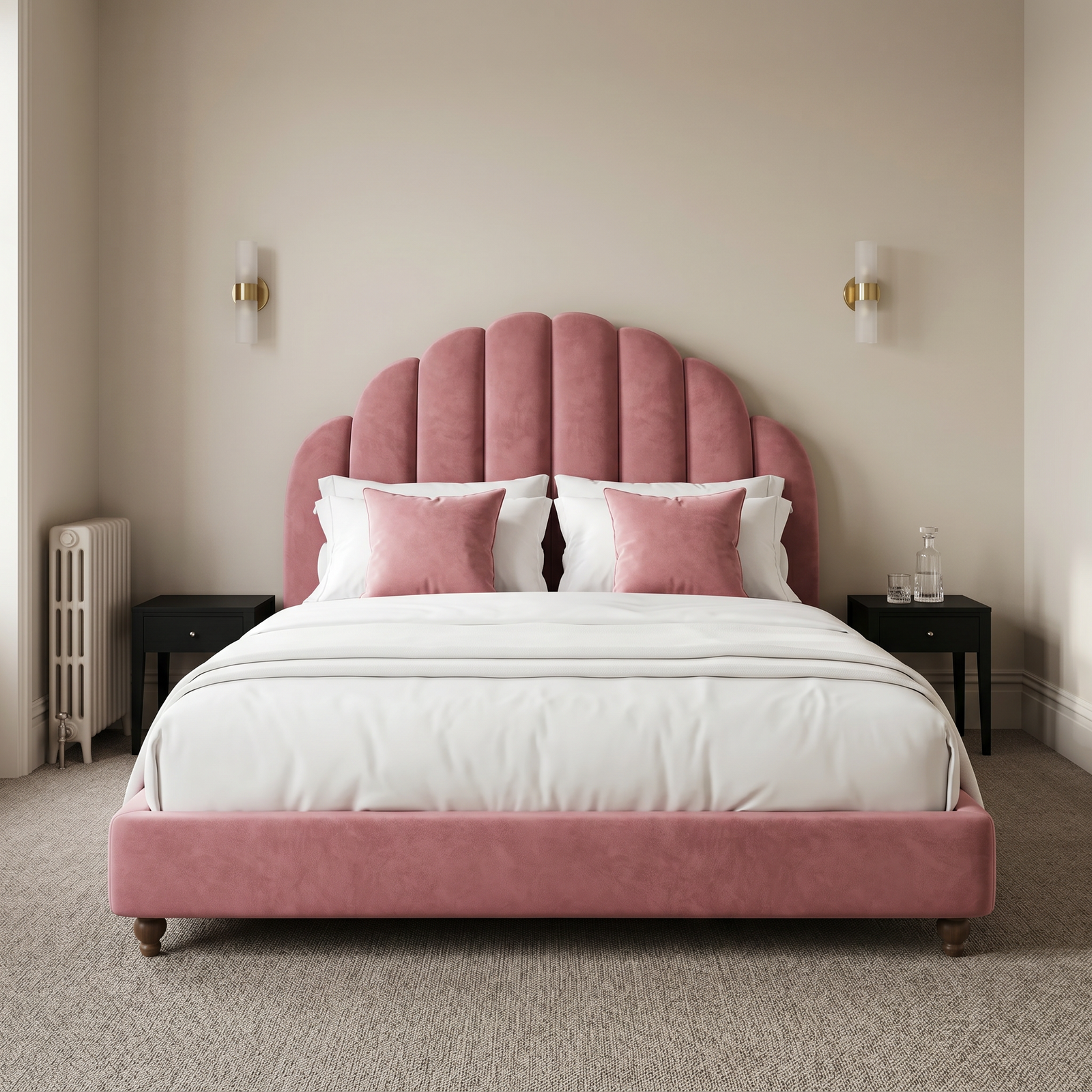 freepik__use-the-provided-bed-image-as-the-exact-base-refer__92219 Brand New Elegant Luxury Beds – Special Designer Beds Scalloped Velvet Frame - UK Handcrafted - Image 1