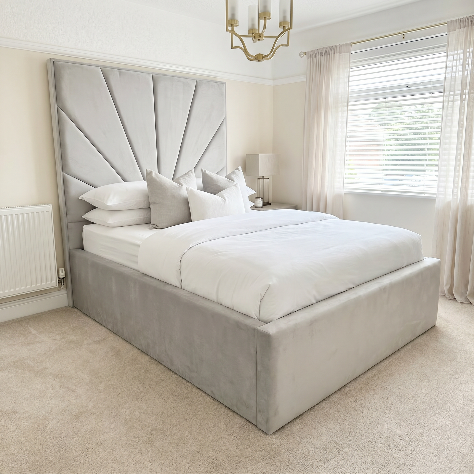 freepik__use-the-provided-bed-image-as-the-exact-base-refer__93026 Special Designer Beds – UK Handcrafted Velvet Geometric Sunburst Line Beds Frame - Image 1