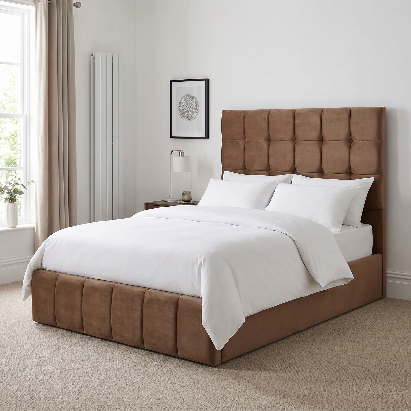 freepik__use-the-provided-bed-image-as-the-exact-base-refer__93030 Special Designer Beds – Velvet Line Beds Frame with Button Tufted Headboard - Image 1