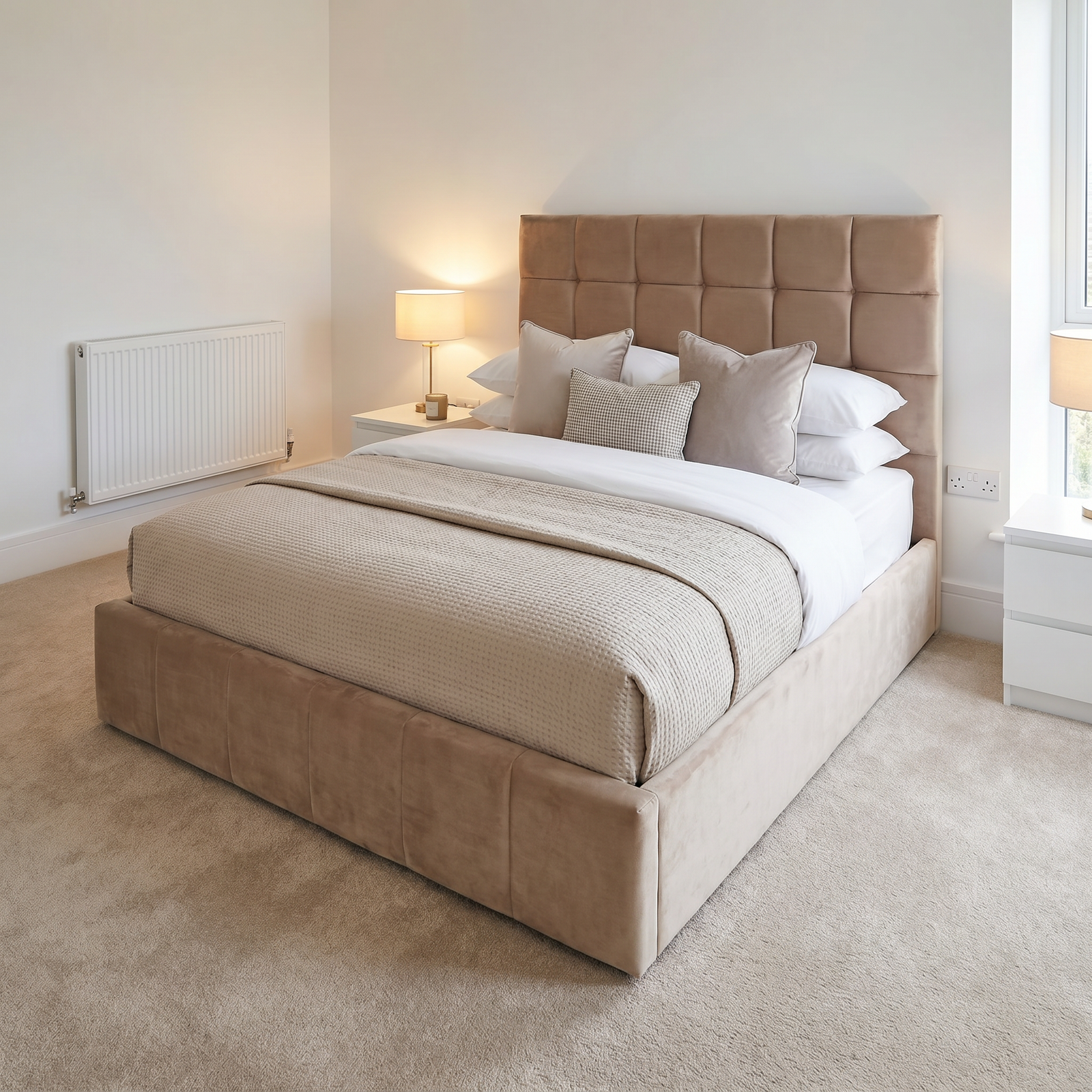 freepik__use-the-provided-bed-image-as-the-exact-base-refer__93032 Brand New Special Designer Beds – Velvet Line Beds Frame with Button Tufted Headboard - UK Handcrafted - Image 1