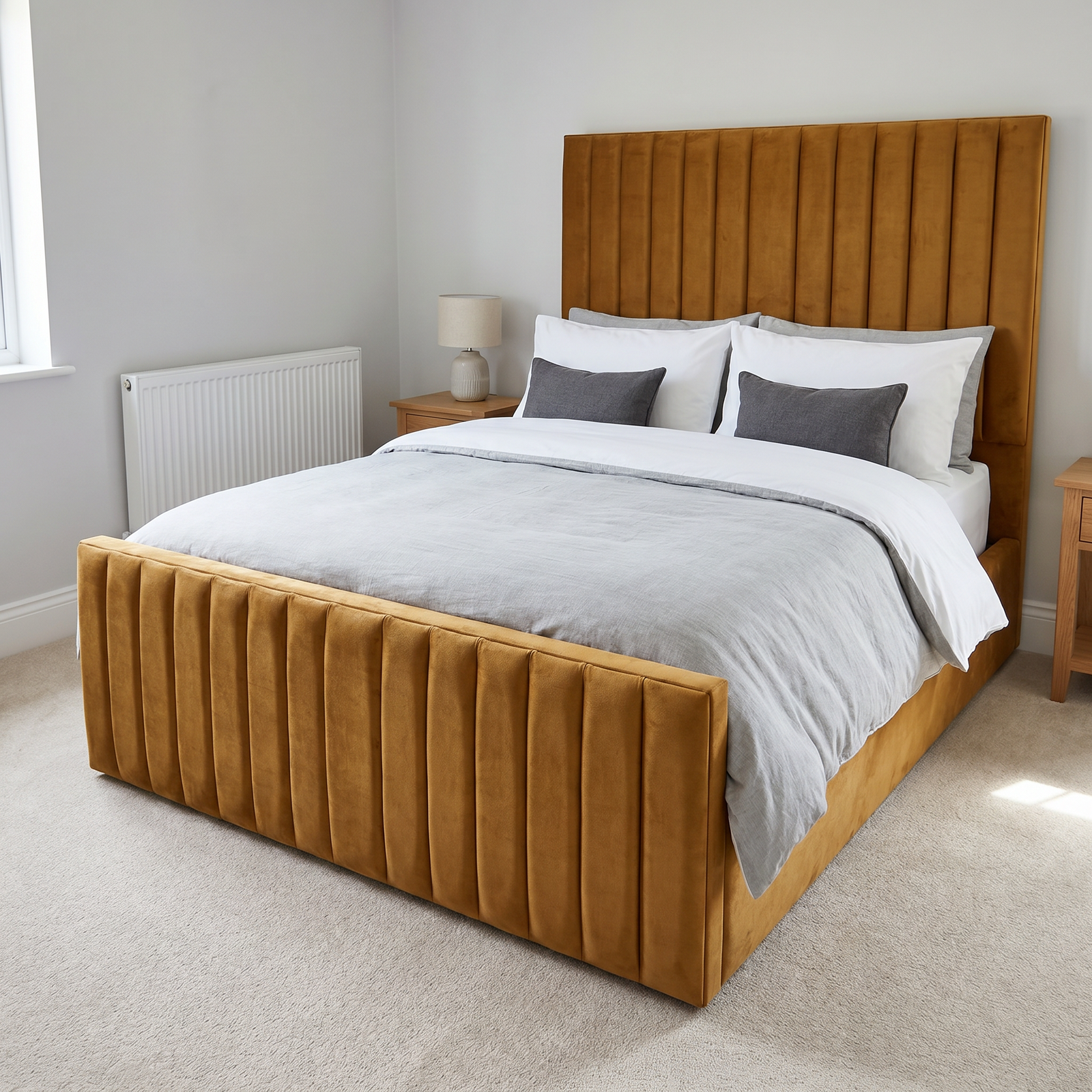 freepik__use-the-provided-bed-image-as-the-exact-base-refer__93034 Brand New Designer Beds – Velvet Channel Tufted Line Beds Frame - Image 1