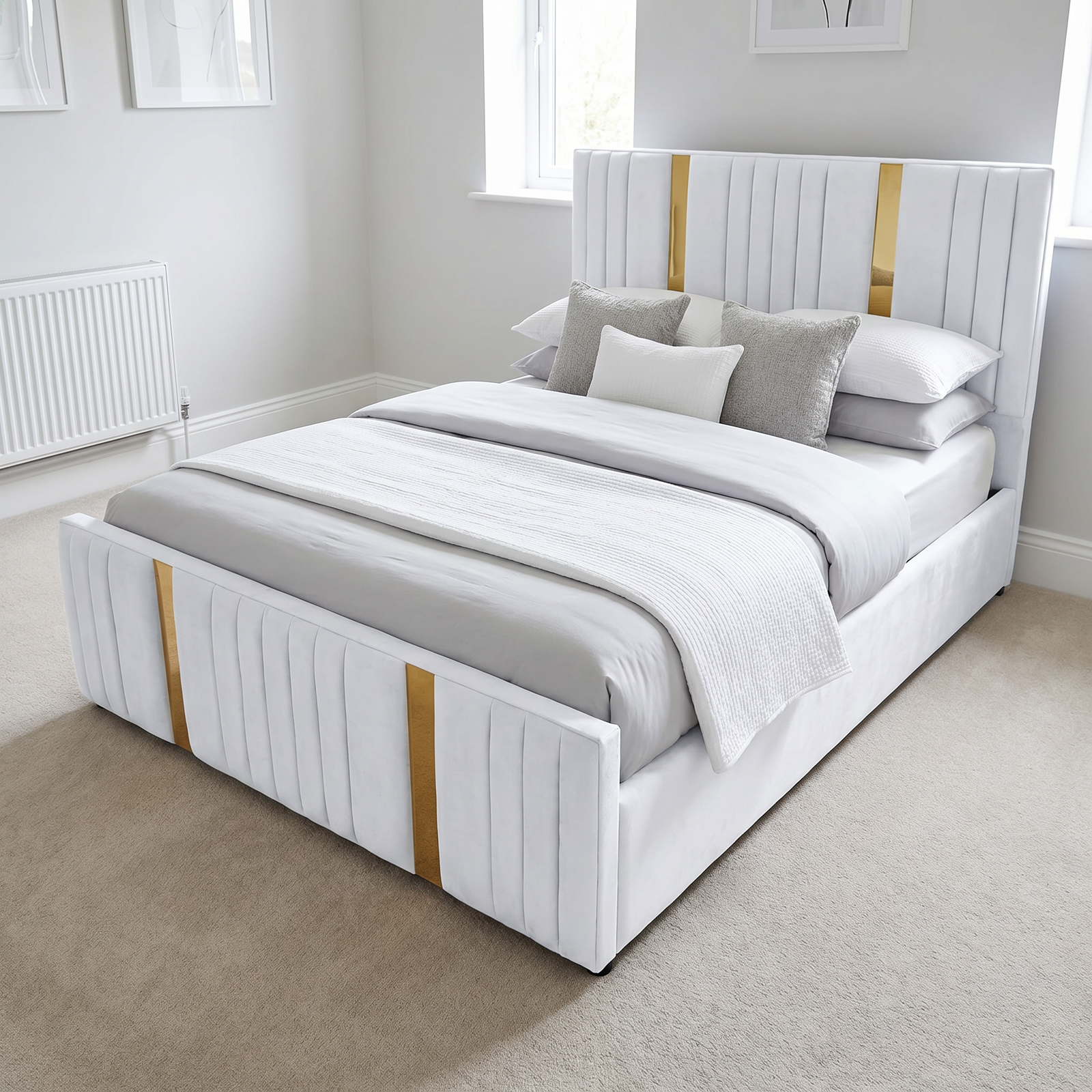 freepik__use-the-provided-bed-image-as-the-exact-base-refer__93050 Brand New Luxury Beds – Special Designer Beds Velvet with Gold Vertical Stripes - Image 1