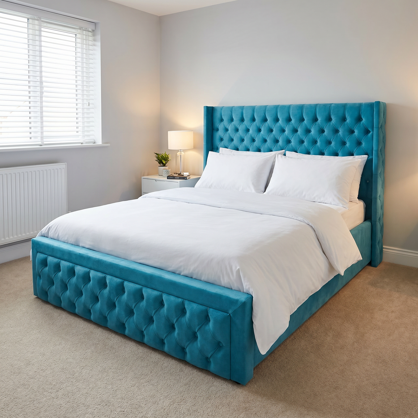 freepik__use-the-provided-bed-image-as-the-exact-base-refer__93062 Brand New Elegant Luxury Beds – Special Designer Beds Velvet Chesterfield Wingback Frame - Image 1