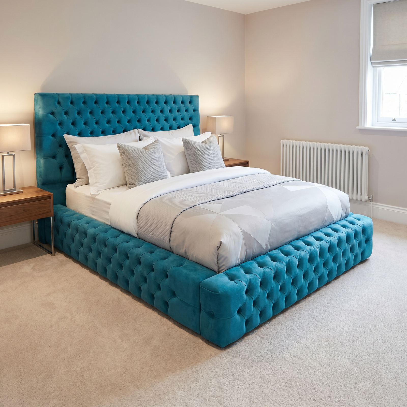 freepik__use-the-provided-bed-image-as-the-exact-base-refer__93068 Brand New Elegant Luxury Beds – Special Designer Beds Velvet Chesterfield Tufted Frame - UK Handcrafted - Image 1