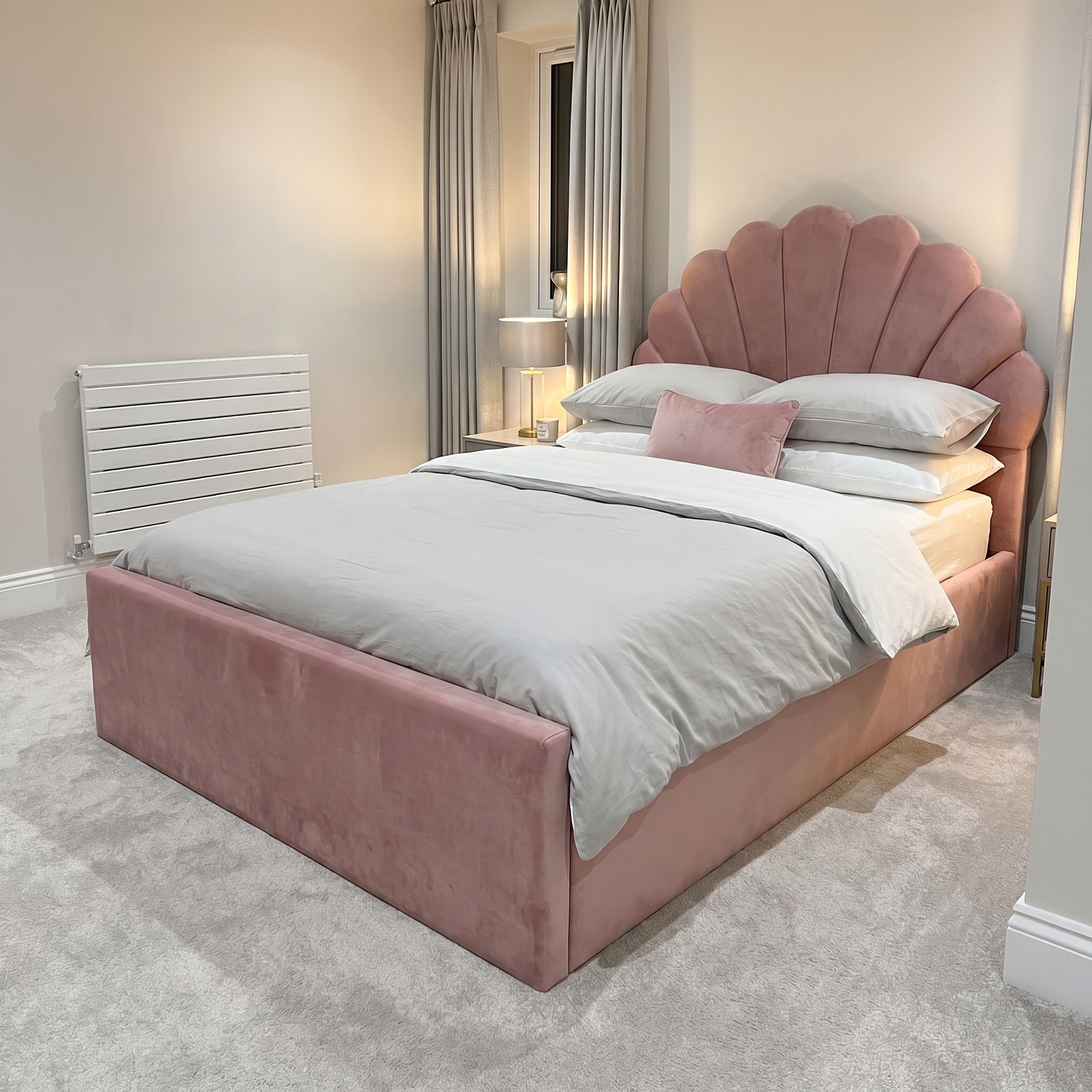 freepik_use-the-provided-bed-imag_2872778146 Luxury Kid Beds – Shell Headboard with Gas Lift Ottoman Storage - UK Handcrafted - Image 1