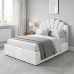 Royal Wing Luxury Beds – Scalloped Shell Bed with Gas Lift Storage - UK Handcrafted