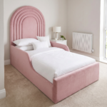 UK Handcrafted Kids Bed Frame – Gas Lift Storage & Arched Headboard