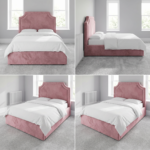Elegant Kids Bed Frame – Classic Shaped Headboard Single Bed with Upholstered Base - Image 2