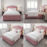 Kids Bed Frame – Button-Tufted Headboard Single Bed | UK Handcrafted - Image 2