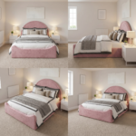 Luxury Arch Kids Bed – Elegant Bed - Gas Lift Storage Bed Frame in Pink Velvet - UK Handcrafted - Image 2