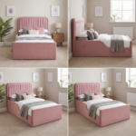 Kids Bed with Gas Lift Storage & Channel Tufted Headboard - UK Handcrafted - Image 2