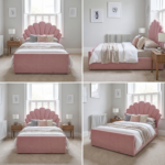 Luxury Kids Bed with Scalloped Shell Headboard – Upholstered Elegant Bed Frame - Image 2