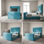 Special TV Bed – Velvet Channel Tufted Ottoman Frame - UK Handcrafted - Image 2