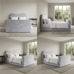 Luxury Special TV Bed – Velvet Curved Ottoman Frame with Hidden TV Lift - Image 2