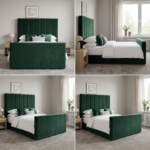 Luxury Special TV Bed – Velvet Channel Tufted Ottoman Frame - UK Handcrafted - Image 2