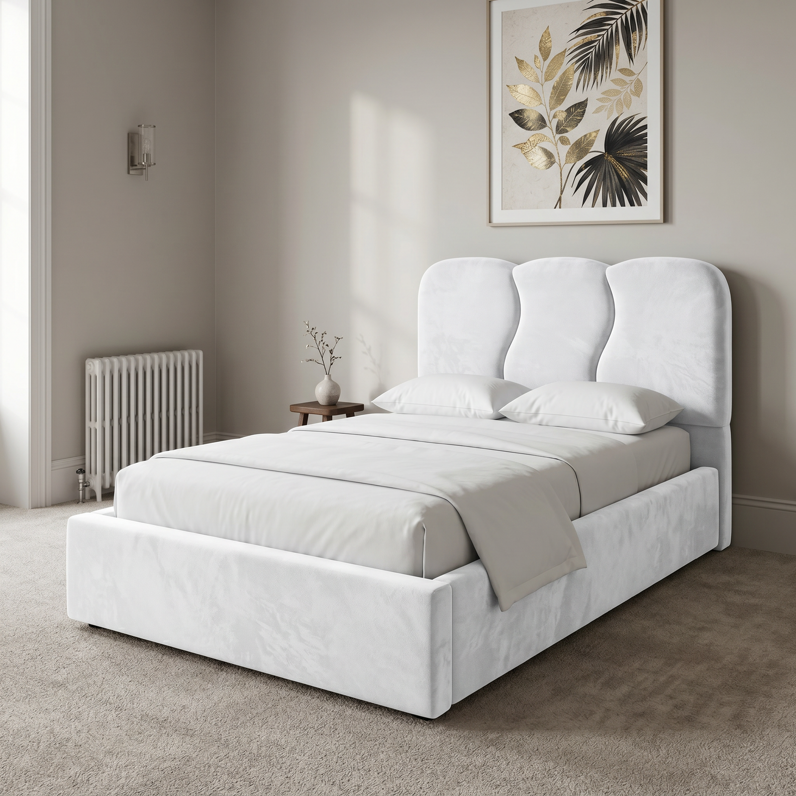 magnific__use-the-provided-bed-image-as-the-exact-base-refer__4533 Brand New Elegant Luxury Beds – Special Designer Beds Velvet Triple Wave Frame - Image 1