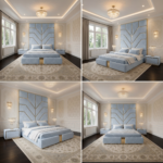Brand New Elegant Wallmounted Beds – Luxury Beds with Full Tall Headboard & Gold Frame - Image 2