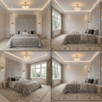 Brand New Elegant Luxury Beds – Full Wallmounted Beds with Full Tall Headboard & Geometric Velvet Design - Image 2