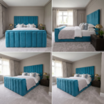 UK Handcrafted Special TV Bed – Velvet Channel Tufted Ottoman Frame - Image 2