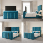 Brand New Luxury Special TV Bed – Velvet Channel Tufted with Gold Trim - Image 2
