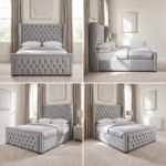 Brand New Luxury Beds – Velvet Wingback Chesterfield Frame with Crystal Trim - Image 2