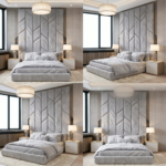 Brand New Elegant Luxury Beds – Wallmounted Beds with Geometric Tall Headboard & Metallic Trim - UK Handcrafted - Image 2