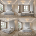 Brand New Elegant Luxury Beds – Wallmounted Beds with Tall Headboard in Silver Velvet - UK Handcrafted - Image 2