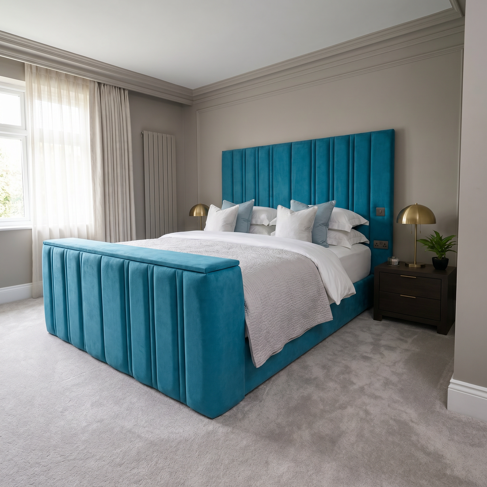 magnific_use-the-provided-bed-imag_2941118513 UK Handcrafted Special TV Bed – Velvet Channel Tufted Ottoman Frame - Image 1
