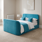 Luxury Special TV Bed – Velvet Curved Frame with Hidden Lift - UK Handcrafted