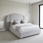 Brand New Elegant Luxury Beds – Velvet Curved Wingback Bed Frame - UK Handcrafted