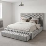 Brand New Elegant Luxury Beds – Chesterfield Deep Button Tufted Frame with Bench