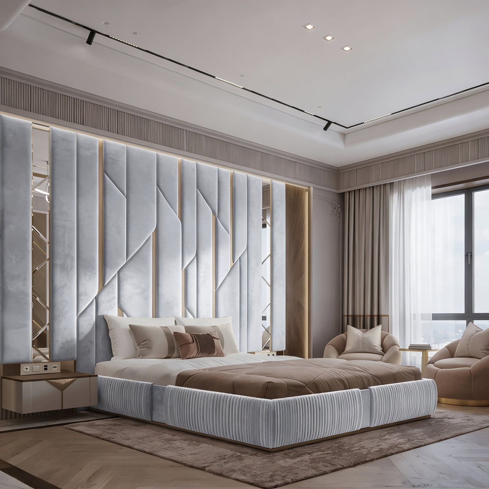 magnific_use-the-provided-room-ref_2962614919 Brand New Elegant Luxury Beds – Full Wallmounted Beds with Full Tall Headboard - UK Handcrafted - Image 1