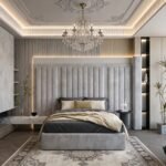 Elegant Luxury Beds – Full Wallmounted Beds with Statement Tall Headboard & Vertical Channel Tufting - UK Handcrafted