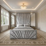 Brand New Elegant Luxury Beds – Wallmounted Beds with Tall Headboard with Side Mirrors - UK Handcrafted