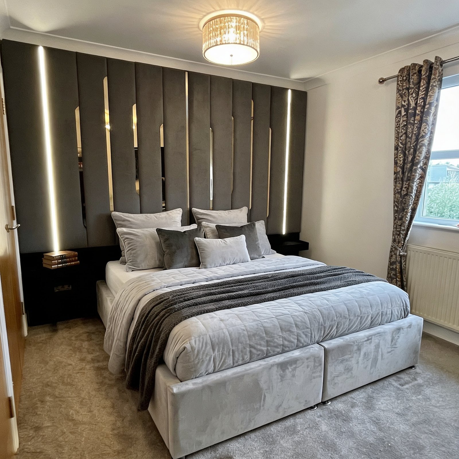 magnific_use-the-provided-room-ref_2963058959 Brand New Elegant Full Wallmounted Beds – Luxury Beds with Integrated LED Lighting & Mirrors - UK Handcrafted - Image 1