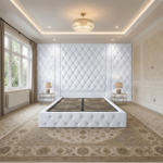 Elegant Luxury Beds – White Velvet Diamond Tufted Full Wallmounted Beds with Full Headboard - UK Handcrafted