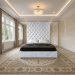 Brand New Elegant full Wallmounted Beds – Luxury Diamond Tufted Headboard with Side Mirrors & Gold Trim